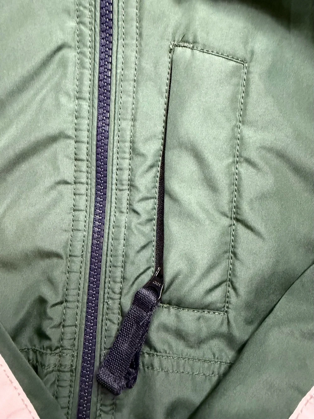 GAP Green Hooded Jacket with White & Navy Sleeve Stripes